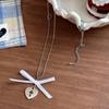 Collar con colgante de estrella de cinco puntas en forma de corazón de encaje para mujer multicapa apilado diseño francés sentido avanzado cadena de clavícula de múltiples correas
