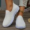 Comercio Exterior Talla Grande Tejido de Mosca Estilo Deportivo Zapatos Planos Bajos para Mujer Transfronterizos Europeos y Americanos Malla Tejida Transpirables Zapatos sin Cordones Wish