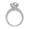 Anillo de Zirconia Imitación Moissanita Ocho Corazones y Ocho Flechas para Mujeres y Hombres Anillo de Boda de Seis Garras Transfronterizo Douyin Kuaishou Celebridad de Internet Transmisión en Vivo Venta al por Mayor