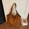 2026 Nueva Bolso de Hombro de Moda Retro Estilo Perezoso de Doble Cara, Estilo Coreano Gran Capacidad Color Sólido Bolso de Mano Elegante