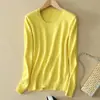 Suéter de punto para mujer otoño e invierno Nuevo Cuello redondo Delgado Sin lana Suéter corto Talla grande Pulóver Camiseta básica Venta al por mayor