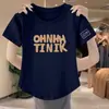 Camiseta de Algodón de Imitación Talla Grande para Mujer Holgada Cubre Barriga MM Adelgazante Manga Corta Ins Tendencia Verano Estilo Coreano Hombro Normal Cuello en V