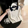 Suéter de punto cálido de manga larga, con cuello en V suave y acogedor, de bloques de color, inspirado en el diseño Otoño/Invierno 2026