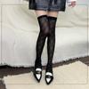 Calcetines Sexy Acolchados de Patrón Oscuro de Muslo Ancho, Calcetines Largos Adelgazantes de Puro Deseo Hasta la Rodilla, Medias Negras Acolchadas Estilo JK Japonés de Muslo Medio