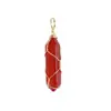 Pendente bala enrolado em fio de prata enrolado em ouro coluna hexagonal de ágata vermelha Joia colar