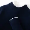 Novo Suéter de Caxemira com Gola Alta Meia-Boca para Outono e Inverno Masculino, Suéter Casual de Manga Longa para Usar por Baixo, Pulôver Liso, Suéter de Malha Solta para Camada Base