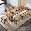 Mesa de té grande de madera maciza estilo Wabi-sabi, combinación de mesa de té y silla, moderna y sencilla, para oficina, hogar, sala de estar, recepción, mesa de té