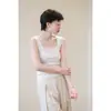 Tienda Insignia Shanghai Dan Nong / Chaleco de Punto de Seda Blanco Fino Versátil para Mujer, Top Camisola Interior Negro