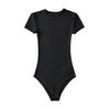 Mono ajustado de cuello redondo delgado de Spice Girls europeas y americanas Camisa de manga corta de primavera y verano Top ajustado elástico para mujer Camiseta básica de hilo