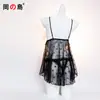 Lingerie Sexy com Laço, Alças de Pérola, Camisola Transparente, Conjunto de Vestido com Renda Borboleta e Bordas Franzidas, Puro Desejo