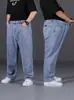 Jeans para Hombre Tallas Grandes Primavera y Otoño Tallas Grandes Pantalones para Hombre Tallas Grandes Rectos Holgados Pierna Ancha Cintura Elástica