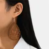 1 Par de Pendientes de Madera con Diseño Hueco en Forma de Lágrima, Pendientes de Estilo Antiguo, Versátiles, Elegantes, Geométricos, Hechos a Mano, Artísticos, Retro