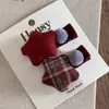 Pinza para el pelo de niños para Año Nuevo con lazo, Pinza de tela de alta gama para flequillo lateral para niñas pequeñas, Accesorio para el pelo rojo de otoño e invierno