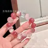 Pulseira de Cristal Natural de Morango em Pó com Lepidolita Roxa para Atrair Amor