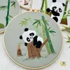 Set Lindo de Panda Arte de Pared Punto de Cruz Adornos Hechos a Mano 3D Bordado Lu Animal Bordado Inglés Materiales DIY