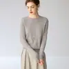 Suéter gola careca 100% puro cashmere para mulheres, nova base de malha slim-fit para outono e inverno, suéter de cashmere de manga longa