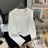 Outono e inverno 260g cor sólida modal canelado manga longa camiseta feminina top 2026 gola polo base shirt curta