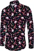 Nueva camisa de manga larga para hombre estilo europeo y americano con estampado digital, top casual con cuello para Navidad, otoño e invierno