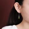 One Deer Silver S925 Sterling Silver Banhado a Ouro Hetian Jasper Retro Guofeng Bamboo Butterfly Brincos Esmalte Longo Gancho de Orelha