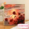Pintura a Óleo Digital Personalizada por Números DIY Formato Quadrado para Iniciantes, Paisagem Rosa Pintada à Mão Tinta a Óleo Acrílica