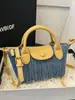 Moda Popular 2025 Europea y Americana Transfronteriza Nueva Moda Versátil Color Bloqueo de Mezclilla Bolso de Hombro Cruzado Bolso Dumpling