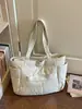 Bolso tote de color liso, estilo suave y relajado, moda coreana para chicas jóvenes, adecuado para el uso diario y salidas de vacaciones, un bolso casual