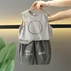 0812 Conjunto de Verano para Niños 2026 Estilo Nuevo Pequeño Caballero Elegante Sin Mangas Shorts Conjunto de Dos Piezas Bebé Verano Estilo Delgado