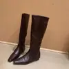 Pantalones Botas Adelgazantes y que Alargan las Piernas para Mujer, Botas Largas por Encima de la Rodilla 2026 Moda Otoño/Invierno Nuevo Estilo Marrón Punta Cuadrada Pequeña Botas de Monta