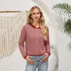 Suéter de Punto Rayado Transfronterizo 2026 para Mujer, Cárdigan Holgado de Cuello Redondo con Mangas Largas de Botones, Abrigo Casual de Otoño e Invierno