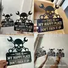 Transfronteiriço Este É o Meu Lugar Feliz Placa de Parede de Metal Placa de Caveira Mundo Feliz