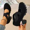 Zapatos Mary Jane con correa elástica transfronteriza para mujer, punta redonda, tacón grueso, suela gruesa, boca poco profunda, tacones altos retro, venta al por mayor