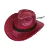 Chapéu de Cowboy com Glitter Transfronteiriço Chapéu de Cowboy com Glitter Rosa Boate Dança Carnaval Festa na Praia Topete com Glitter Dourado