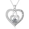 Collar con colgante de corazón de plata de ley S925 Corazón Eterno transfronterizo europeo y americano para mujer, piedra de cumpleaños doce, moda, todo-partido