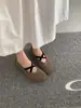 Zapatos planos de piel de vaca mate, modernos, cómodos, versátiles, ligeros, de corte bajo, modelo nuevo de otoño 26, con tiras cruzadas, color café, para mujer