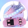 Zapatos con Ruedas Invisibles para Niños con Ocho Ruedas, Patines Transformables que se Iluminan, Patines de Juguete de Cuatro Ruedas para Niñas, Zapatos Deportivos para Niños
