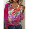 Site Independente Exportação Transfronteiriça Amazon Nova Tendência Venda Quente Gola V Céu Estrelado Tie-Dye Botão de Pérola Manga Longa Camiseta Moletom