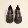 Novidade da Primavera de 2026 Estilo Britânico Sapatos de Couro para Mulheres, Tendência Bico Largo Sapatos Slip-On de Solado Grosso, Mocassins Fashion e Versáteis