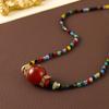 Collar de Cristal con Perlas Estilo Vacaciones de Lujo Ligero Color Dopamina Cadena para Clavícula de Verano para Mujer Joyería