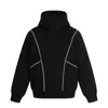Sudadera con Capucha Cardigan Retro Americano de Cuello Semi-Alto para Mujer y Hombre, Nuevo Estilo Otoño, Diseño Oversize con Costuras Visibles, Chaqueta de Cremallera Estilo Perezoso