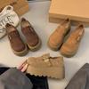 Zapatos Birkenstock para otoño e invierno 2024 zapatos de plataforma de suela gruesa para aumentar la altura pequeña casual retro zapatos Birkenstock forrados de polar
