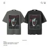 Camiseta Estampada de Algodão Puro Pesado Cor Escura Americana High Street Manga Curta para Homens e Mulheres Verão Solta Tendência Marca Atacado Transfronteiriço 250g