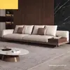 Sofá minimalista italiano, moderno e simples, design luxuoso, adequado para salas de estar de vilas e apartamentos grandes, couro genuíno, sofá de linhas retas