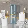 Copo de Lavar para Viagem, Copo Portátil para Escova de Dentes, Escova de Dentes, Caixa de Armazenamento de Pasta de Dentes, Copo de Escovação e Enxágue Bucal Quatro em Um para Viagem em Família