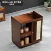 Armario de té de madera maciza, carrito de té para uso doméstico, mesa de té pequeña móvil con hervidor integrado para preparar té, mesa de té para balcón