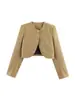 Para Moda Femenina Europea y Americana Primavera 2026 Nuevo Retro Francés Corto de Cuello Redondo Hilo Metálico Estilo Chanel Blazer