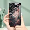 Adequado para capa de celular Samsung S26ULTRA, capa protetora S24 flor de cerejeira rosa, capa de vidro temperado A57, A07 lua