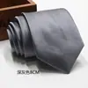 Gravata de negócios de cor sólida de 8 cm, fio de poliéster, jacquard de seta, linha fina, atacado direto da fábrica de gravatas