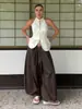 Calça Harem de Algodão Puro Transfronteiriça Moda de Rua Europeia e Americana Outono 2025 Casual Preguiçosa Wide-Leg Longa Calça Harem Solta para Mulheres