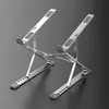 Soporte para computadora portátil de aleación de aluminio, diseño portátil plegable de doble capa, altura ajustable para disipación de calor y base elevada