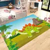 Alfombra de Dinosaurio de Dibujos Animados de Terciopelo de Cristal, Linda Alfombra para Gatear para Habitación Infantil y Dormitorio, Alfombra de Piso Antideslizante y Resistente a Manchas para Sala de Estar y Mesita de Noche